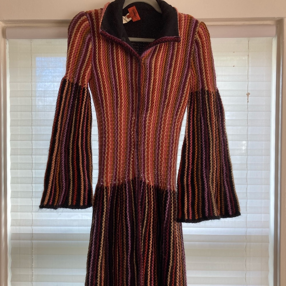 Vintage Missoni knit maxi cardigan multi color. Size 40